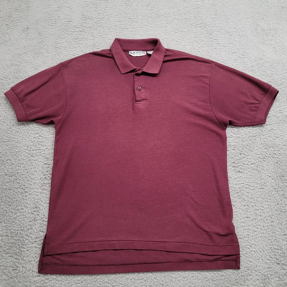 Vintage Levis Shirt Mens‎ XL Maroon Polo 80s 90s Big E Casual Outdoors Logo